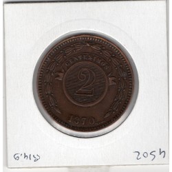 Paraguay 2 centesimos 1870 TTB+, KM 3 pièce de monnaie