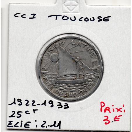 25 centimes Toulouse de la chambre de commerce 1922-1933 pièce de monnaie