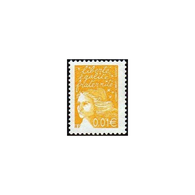 Timbre Yvert France No 3443 Marianne de Luquet 0.01€ jaune