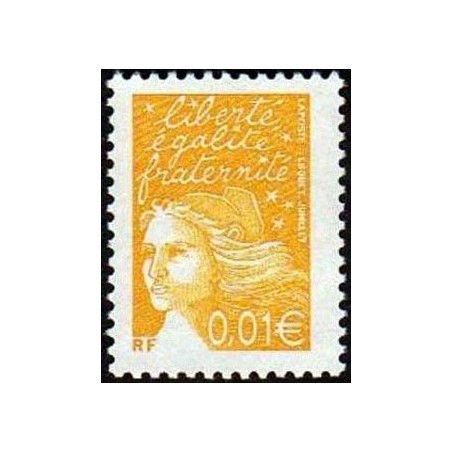 Timbre Yvert France No 3443 Marianne de Luquet 0.01€ jaune