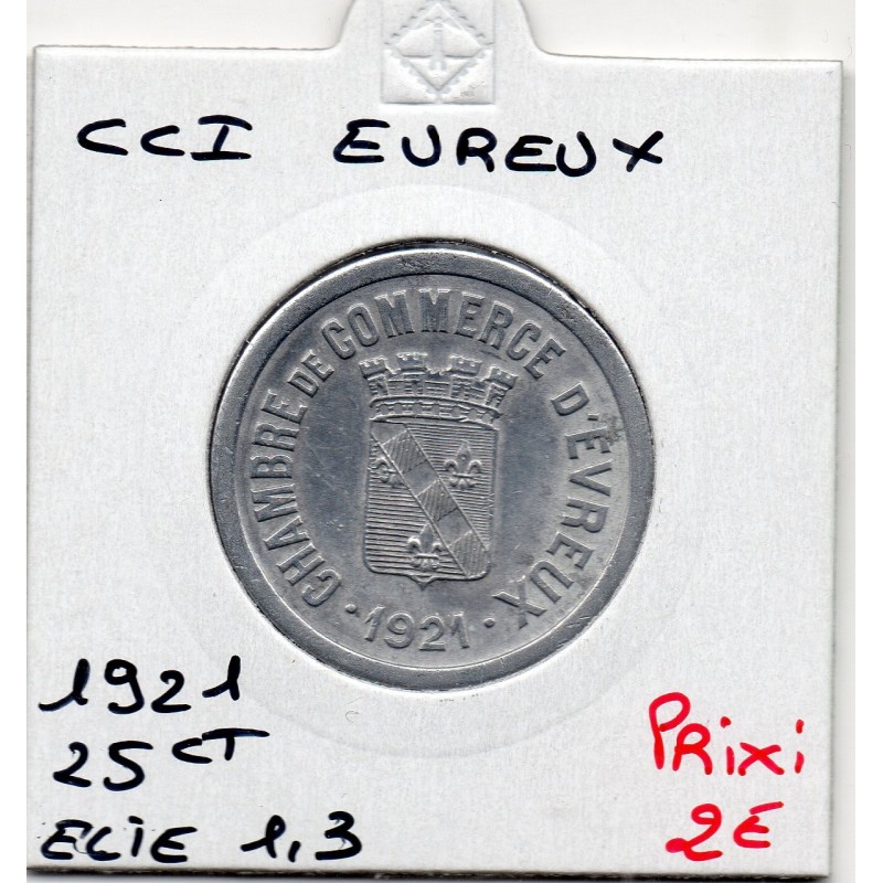 25 centimes Evreux de la chambre de commerce 1921 pièce de monnaie