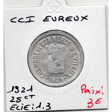 25 centimes Evreux de la chambre de commerce 1921 pièce de monnaie