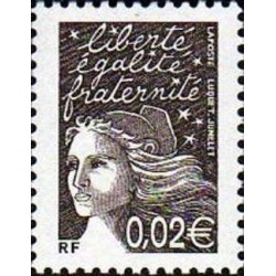 Timbre Yvert France No 3444 Marianne de Luquet 0.02€ bistre