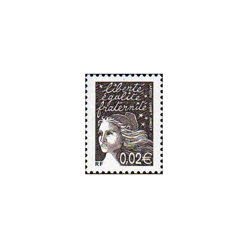 Timbre Yvert France No 3444 Marianne de Luquet 0.02€ bistre