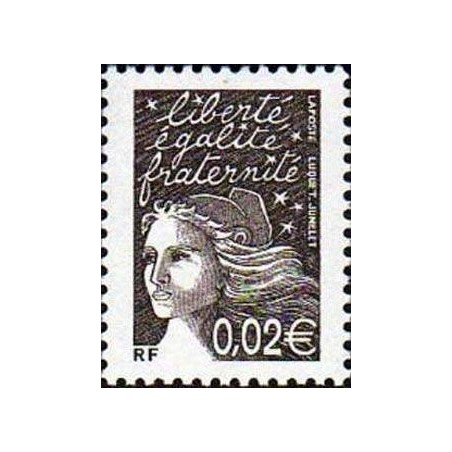 Timbre Yvert France No 3444 Marianne de Luquet 0.02€ bistre