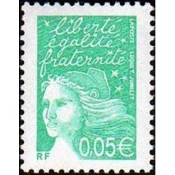 Timbre Yvert France No 3445 Marianne de Luquet 0.05€ vert émeraude