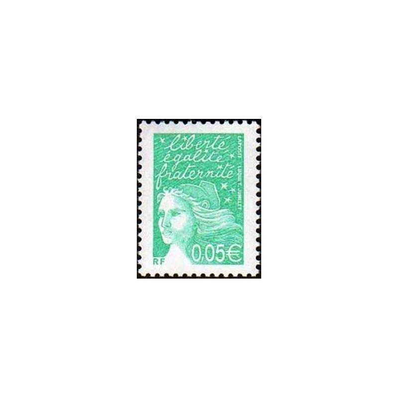 Timbre Yvert France No 3445 Marianne de Luquet 0.05€ vert émeraude