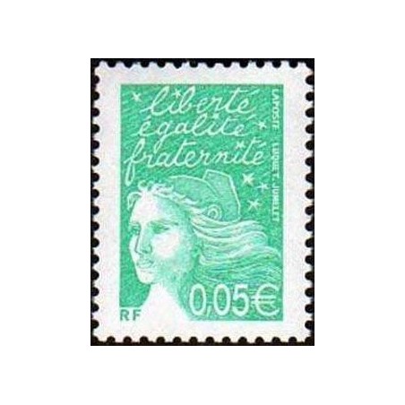 Timbre Yvert France No 3445 Marianne de Luquet 0.05€ vert émeraude