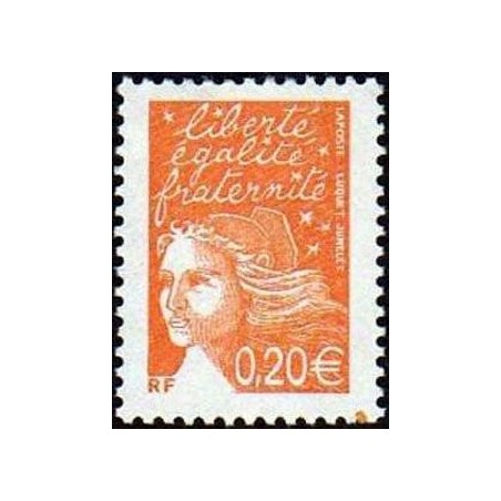 Timbre Yvert France No 3447 Marianne de Luquet 0.20€ orange