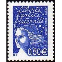 Timbre Yvert France No 3449 Marianne de Luquet 0.50€ bleu nuit