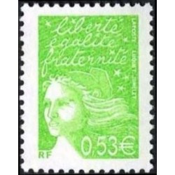 Timbre Yvert France No 3450 Marianne de Luquet 0.53€ vert jaune