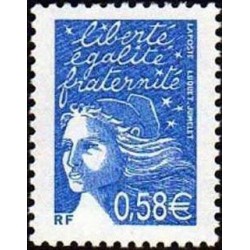 Timbre Yvert France No 3451 Marianne lucquet 0.58€ bleu