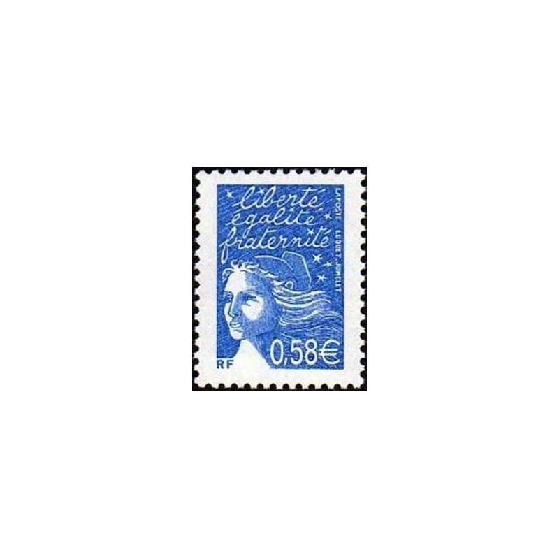 Timbre Yvert France No 3451 Marianne lucquet 0.58€ bleu