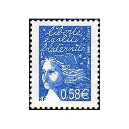 Timbre Yvert France No 3451 Marianne lucquet 0.58€ bleu