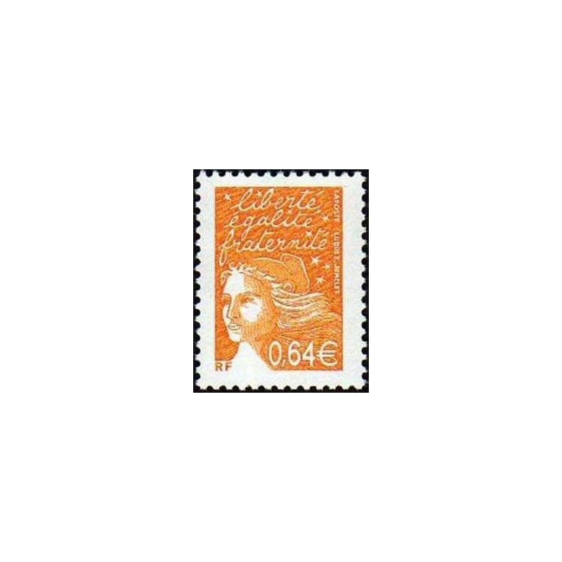 Timbre Yvert France No 3452 Marianne de Luquet 0.64€ orange foncé