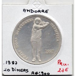 Andorre 20 diners 1987, Spl KM 39 pièce de monnaie