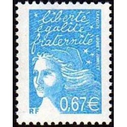 Timbre Yvert France No 3453 Marianne de Luquet 0.67€ bleu outremer