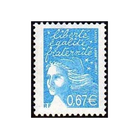 Timbre Yvert France No 3453 Marianne de Luquet 0.67€ bleu outremer