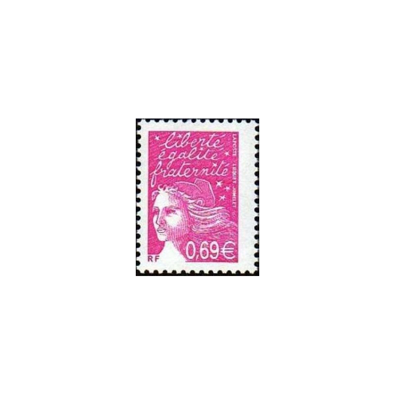 Timbre Yvert France No 3454 Marianne de Luquet 0.69€ rose