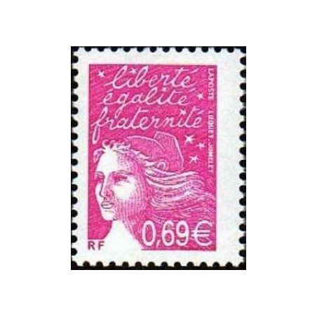 Timbre Yvert France No 3454 Marianne de Luquet 0.69€ rose