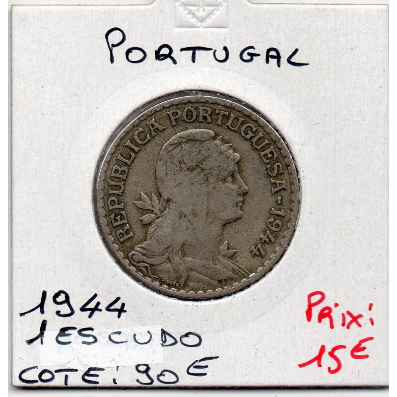 Portugal 1 escudo 1944 TB, KM 578 pièce de monnaie