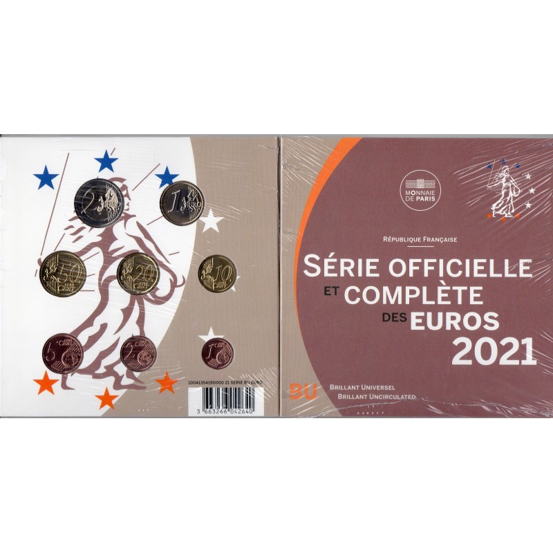 Coffret BU France 2021 pièces de monnaies Euros