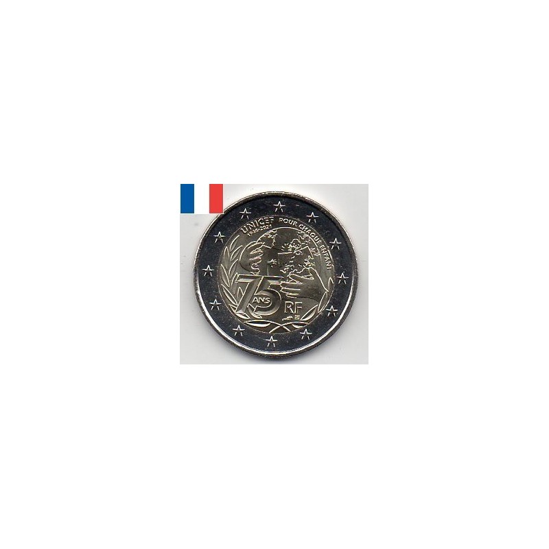 2 euro commémorative France 2021 Unicef  piece de monnaie €