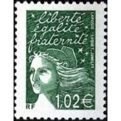 Timbre Yvert France No 3456 Marianne de Luquet 1.02€ vert foncé