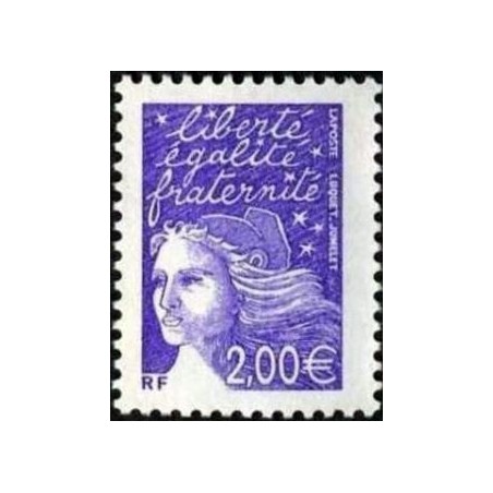 Timbre Yvert France No 3457 Marianne de Luquet 2€ violet