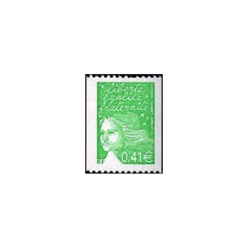 Timbre Yvert France No 3458 Marianne de Luquet 0.41€ vert issu de roulette