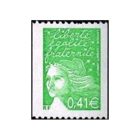 Timbre Yvert France No 3458 Marianne de Luquet 0.41€ vert issu de roulette