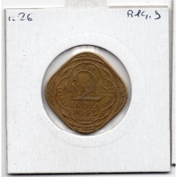 Inde Britannique 2 annas .1943. petit 3 TTB, KM 541a pièce de monnaie
