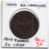 Inde Britannique Madras 20 cash 1803 TB-, KM 321 pièce de monnaie