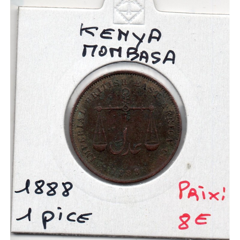 Kenya Mombasa Pice 1888 TTB, KM 1 pièce de monnaie