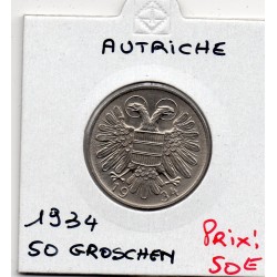 Autriche 50 Groschen 1934 Sup, KM 2850 pièce de monnaie