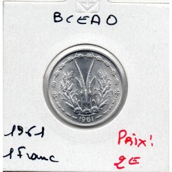 Etats Afrique Ouest 1 franc 1961 Sup+ KM 3 pièce de monnaie