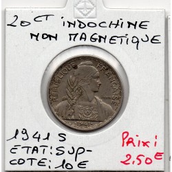 Indochine 20 cents 1941 S non magnétique Sup-, Lec 248 pièce de monnaie