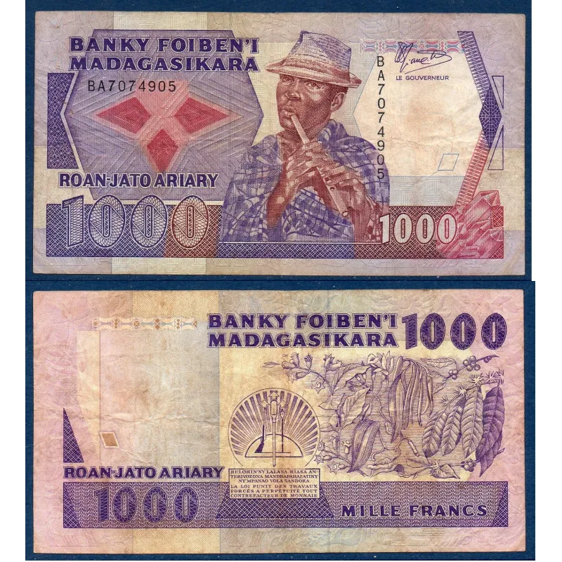 Madagascar P.72a, TB Billet de 1000 Francs - 200 ariary 1988 Rakoto Frah