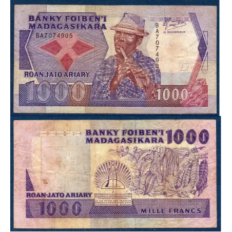 Madagascar P.72a, TB Billet de 1000 Francs - 200 ariary 1988 Rakoto Frah