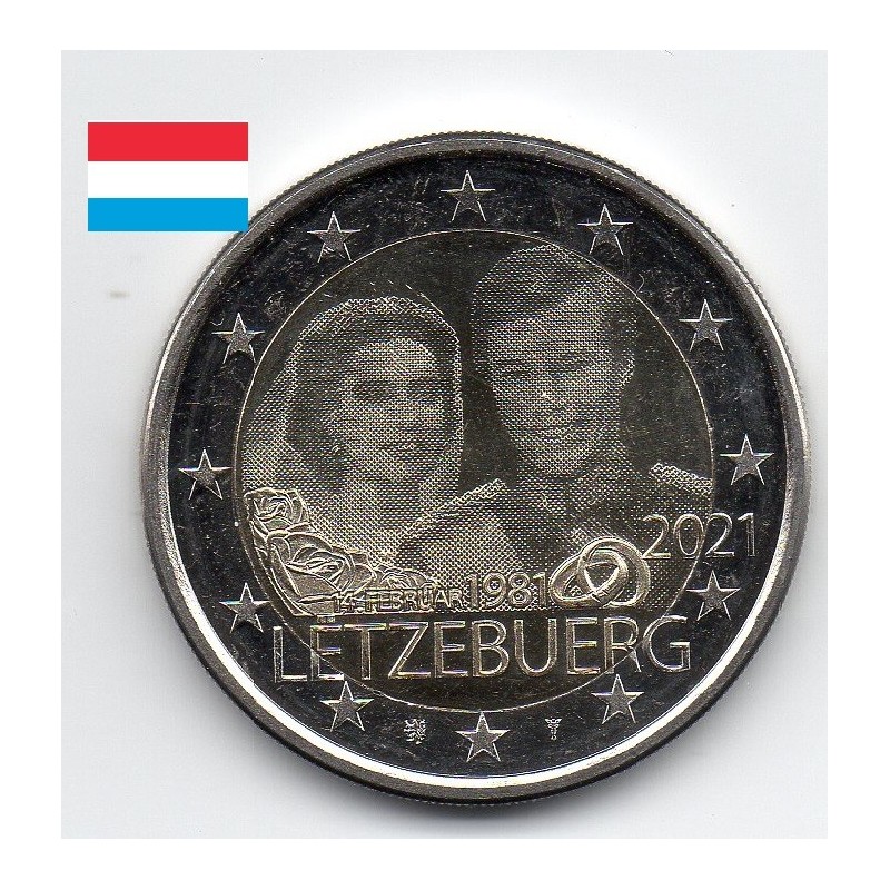 2 euro commémorative Luxembourg 2021 Holographique Grand Duc Henri pièce de monnaie €