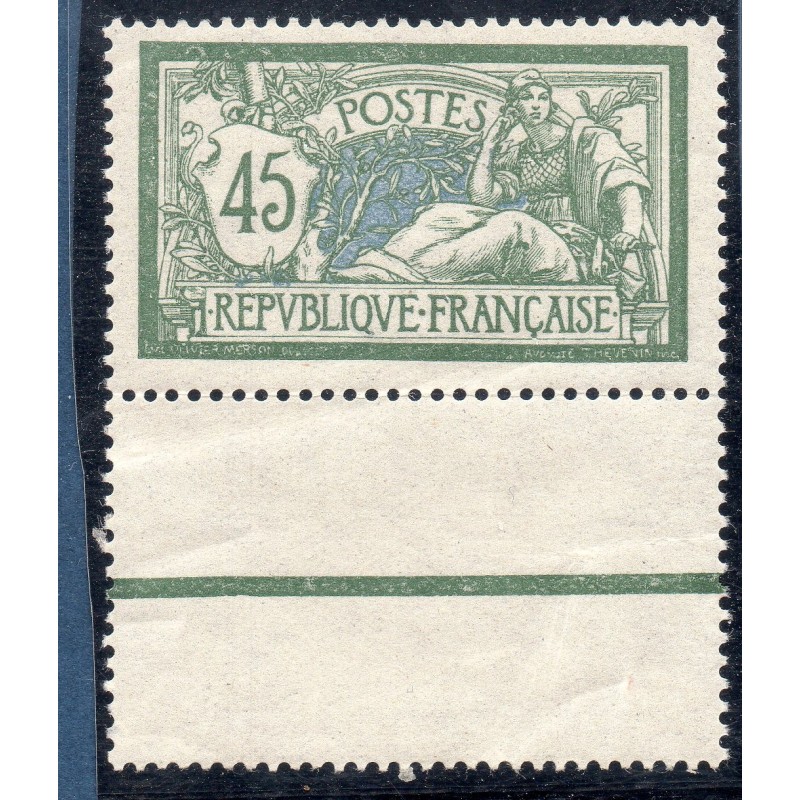 Timbre France Yvert No 143 Type merson 45c Vert et bleu neuf **