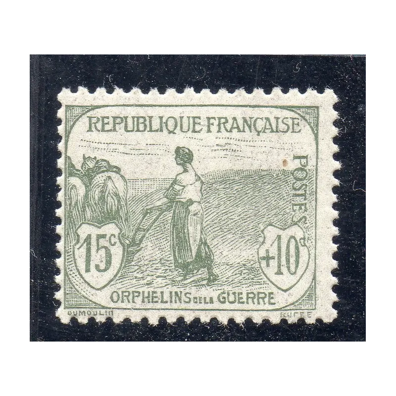 Timbre France Yvert No 150 Orphelin de la Guerre gris-Vert neuf **