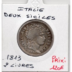 Italie Deux Siciles  2 lire 1813 TTB, KM 258 pièce de monnaie