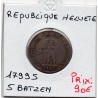 Suisse République Helvete 5 batzen 1799 TB+, KM A9 pièce de monnaie