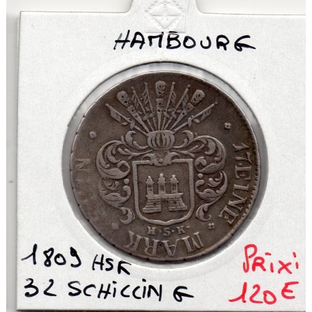 Hambourg 32 Schilling 1809 HSK TTB KM 241 pièce de monnaie