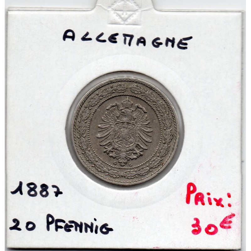 Allemagne 20 pfennig 1887 A, Sup KM 9 pièce de monnaie