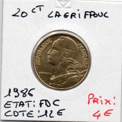 20 centimes Lagriffoul 1986 FDC, France pièce de monnaie