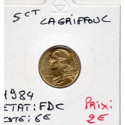5 centimes Lagriffoul 1984 FDC, France pièce de monnaie