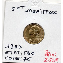 5 centimes Lagriffoul 1987 FDC, France pièce de monnaie