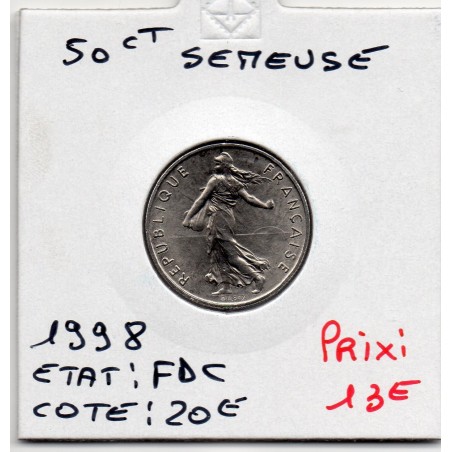 1/2 Franc Semeuse Nickel 1998 FDC, France pièce de monnaie
